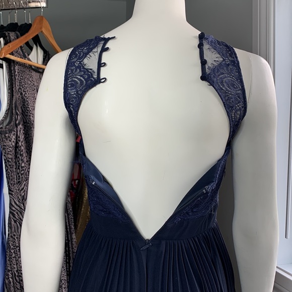 BARIANO Dark Blue Lace Evening Gown Dress Maxi Full Length 4 US Small - Picture 8 of 8